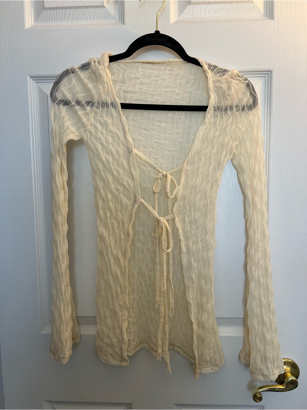 Cream Sheer Long Sleeve Top